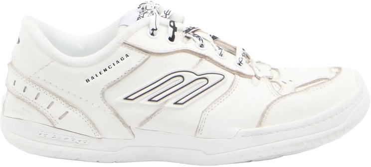 Balenciaga White Hamptons Wornout Distressed Leather Sneakers
