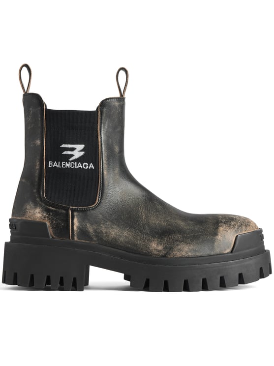 Balenciaga Black Strike Chels Chunky Leather Boots