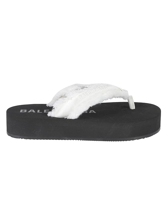 Balenciaga Wide-Strap Sandals with Elevated Platform and Frayed Texture