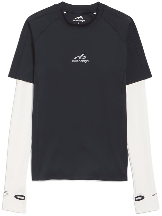 Balenciaga Layered Look Long Sleeve T-Shirt with Logo Detail
