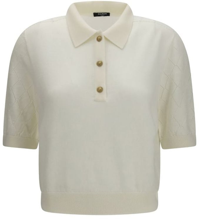 Balmain Balmain White Wool Oves Aries Polo Shirt