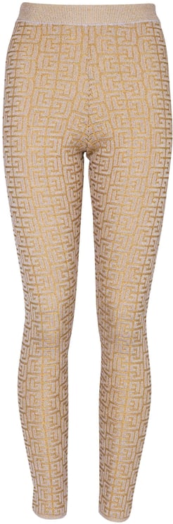 Balmain Neutral Leggings High-Waisted Knit Leggings