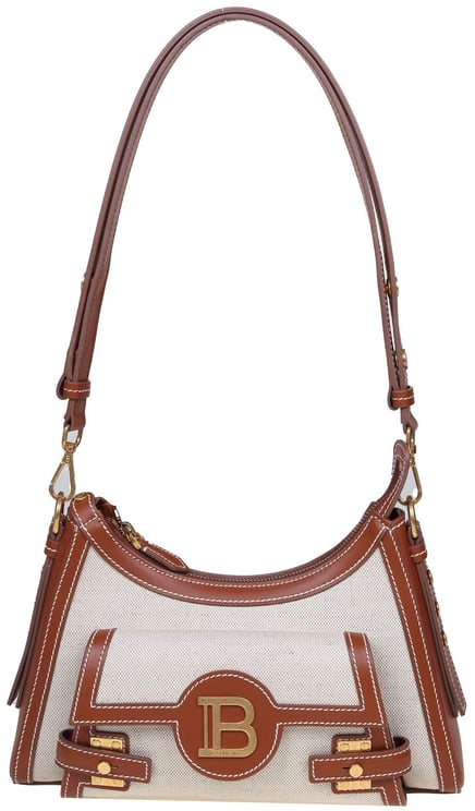 Balmain Balmain b-buzz hobo bag in canvas and leather