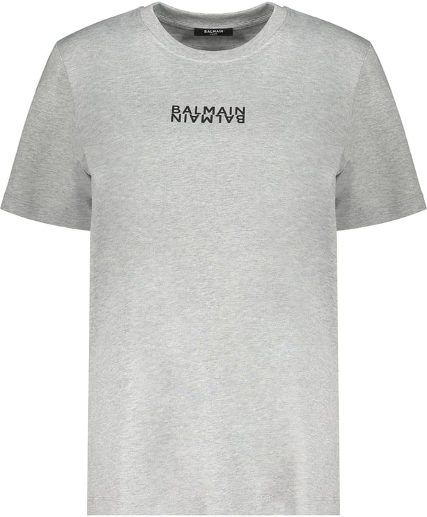 Balmain Gray T-shirt with logo