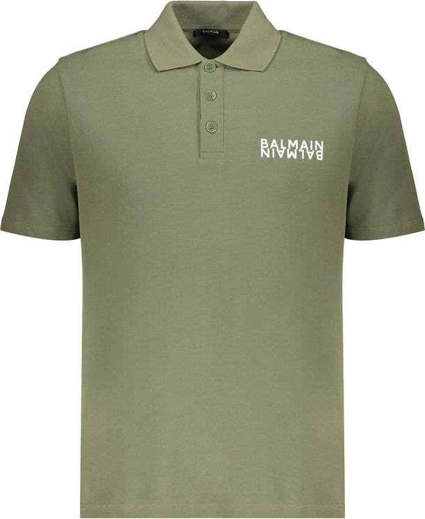 Balmain Olive green polo with short sleeves