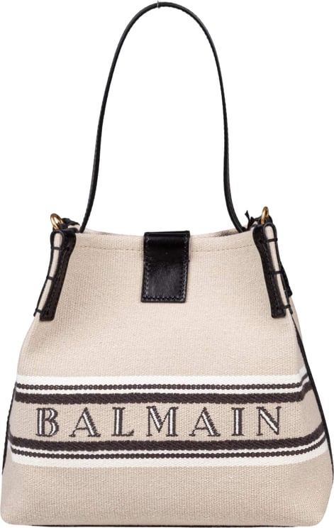 Balmain Balmain release canvas and leather bucket bag with logo