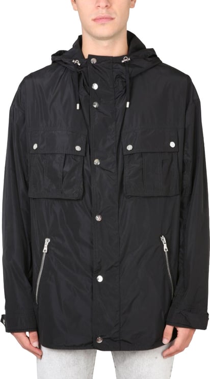 Balmain Hooded Black Jacket With Drawstring