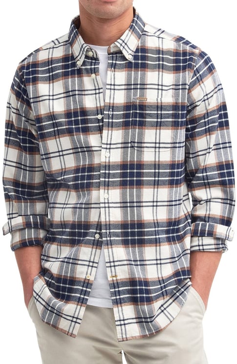 Barbour Chemise flanelle tartan écru bleu taupe Portdown Barbour homme MSH5035 BE11