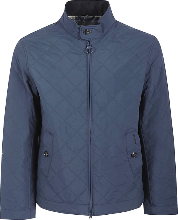 Barbour Quilted Blue Jacket with Stand Collar