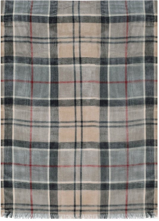 Barbour BARBOUR WELTON TARTAN GREY BEIGE SCARF