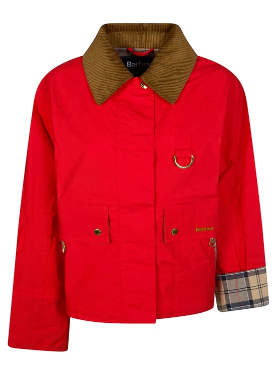 Barbour Red Corduroy Collar Check Jacket