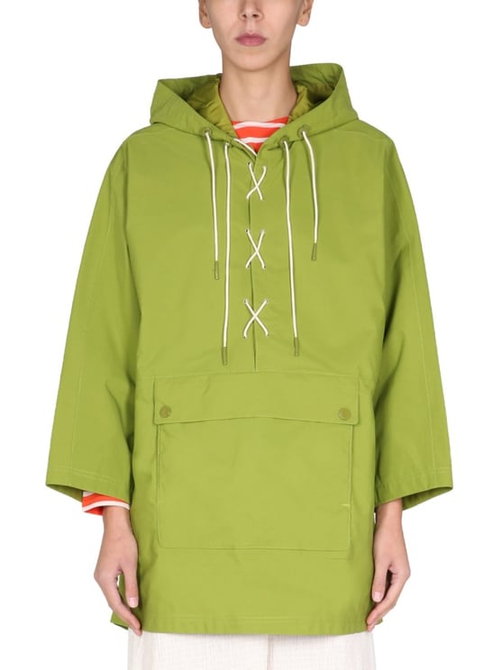Barbour Boxy Silhouette Parka With Lace-Up Front
