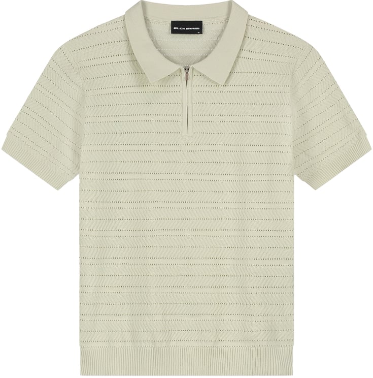 Black Bananas Textured Zip Polo