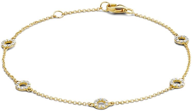 Blush Blush Armband 2200YZI 14k Geelgoud met cirkels vol met gezette zirkonia's lengte 18 cm