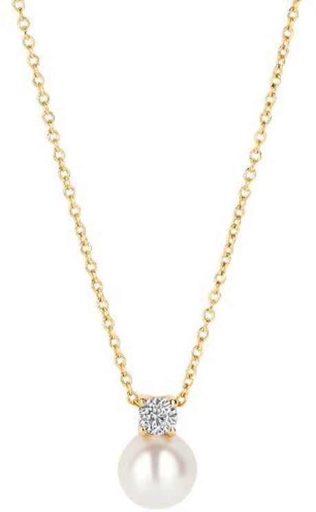 Blush Blush Collier 3163YPW 14k Geelgoud met Parel en Zirkonia Hanger 42cm