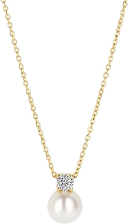 Blush Blush Collier 3163YPW 14k Geelgoud met Parel en Zirkonia Hanger 42cm