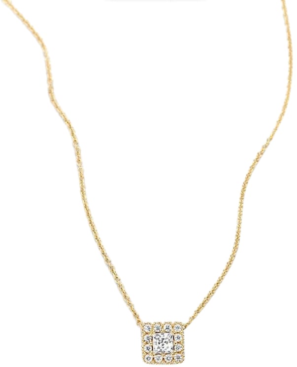 Blush Blush Collier 3197YZI 14k Geelgoud met Vierkant met Zirkonia 42cm