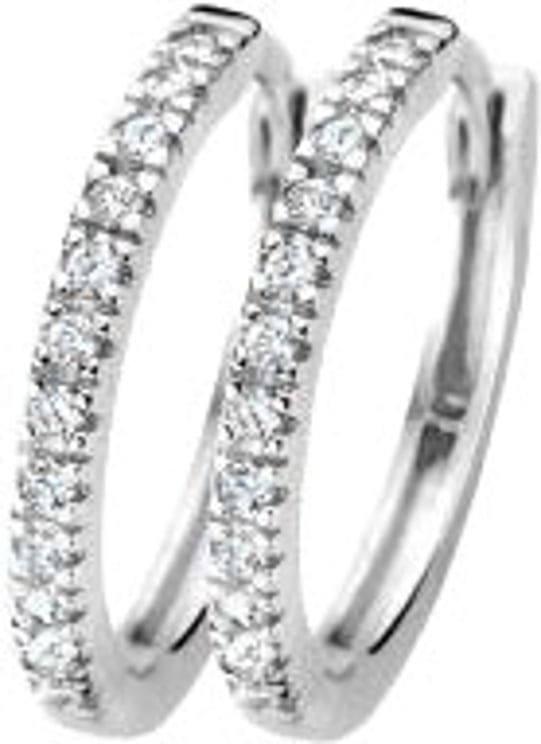 Blush Blush Oorbellen 7309WZI Oorringen 14k Witgoud met Briljant geslepen Zirkonia 1.5mm x 14mm