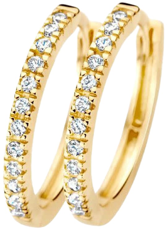 Blush Blush Oorbellen 7309YZI Oorringen 14k Geelgoud met Briljant geslepen Zirkonia 1.5mm x 14mm