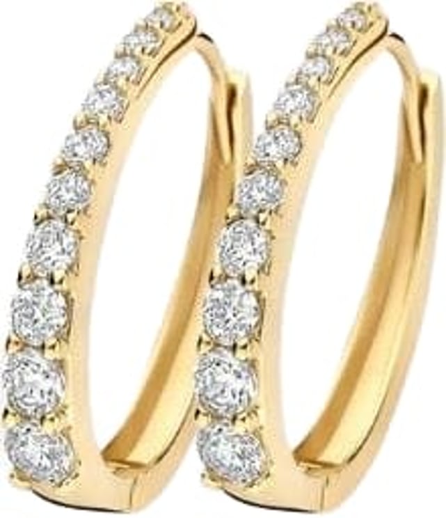 Blush Blush Oorbellen 7375YZI 14k Geelgoud met Zirkonia Ovaal Taps 3mm x 20mm