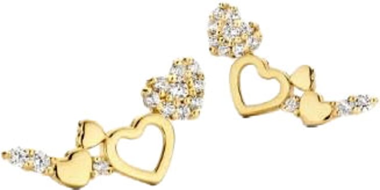 Blush Blush Oorbellen 7376YZI 14k Geelgoud  Hartjes en Zirkonia