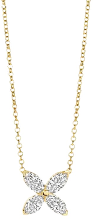 Blush Blush Collier LG3013Y 14k Geelgoud Bloem met 0,40crt H SI Marquise geslepen Lap Grown Diamant 42cm