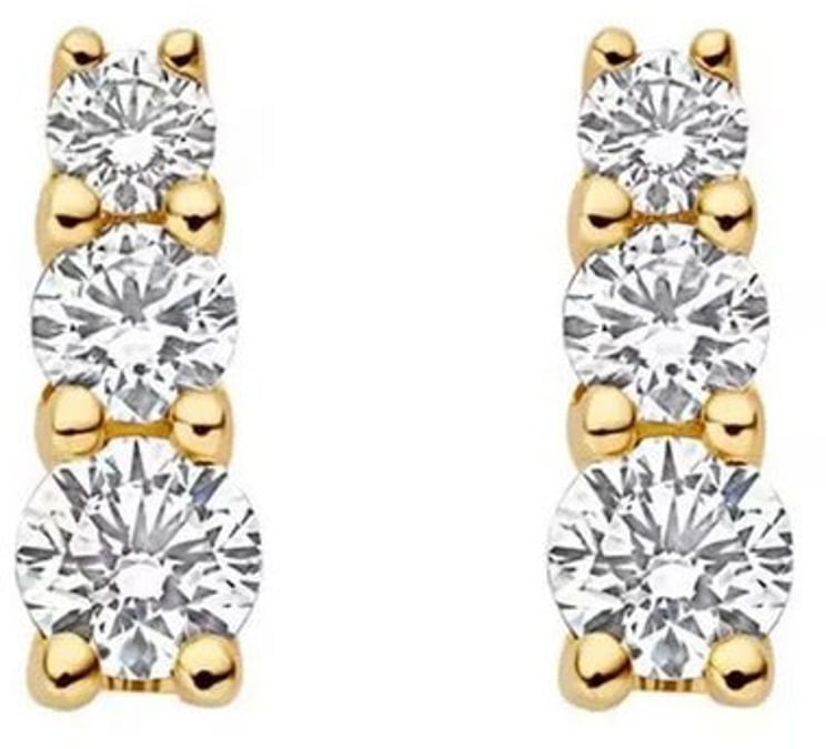 Blush Blush Oorbellen LG7030Y 14k Geelgoud met Drie Labgrown Diamanten