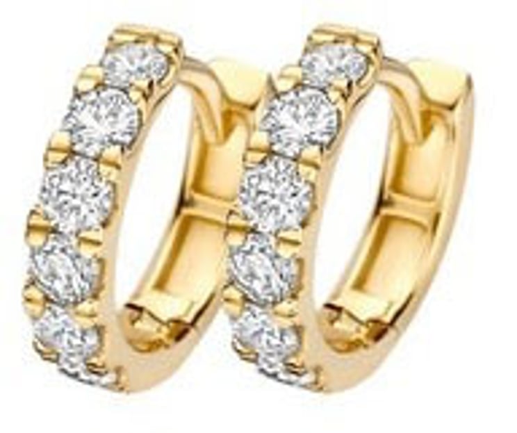 Blush Blush Oorbellen LG7031Y 14 Geelgouden Creolen met Briljant Geslepen Lab Grown Diamant 2.1mm