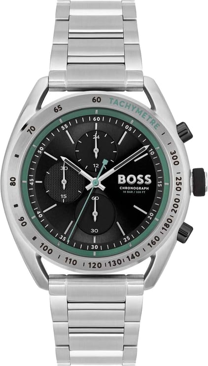 Boss BOSS Horloge HB1514023 Staal Chronograaf Quartz met Zwart Groene Wijzerplaat 44mm