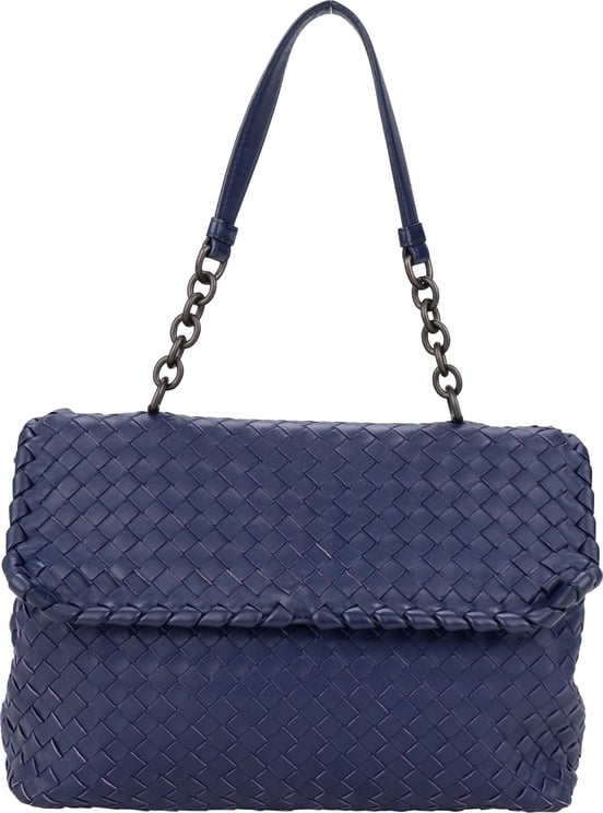Bottega Veneta Bottega Veneta Blue Purple Intrecciato Leather Shoulder Bag
