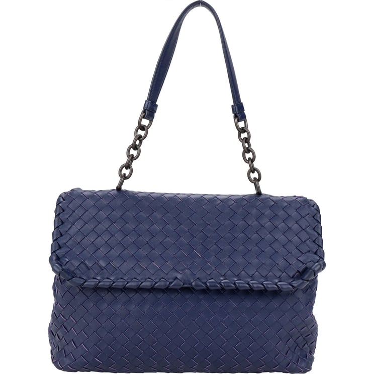 Bottega Veneta Bottega Veneta Blue Purple Intrecciato Leather Shoulder Bag