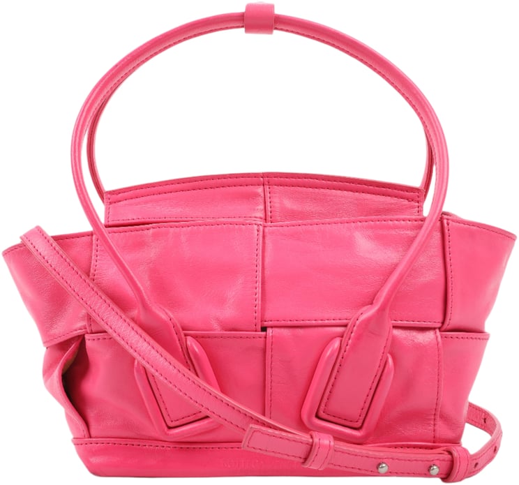 Bottega Veneta Bottega Veneta Arco Mini Paper Calfskin Maxi Intrecciato 2Way Handbag in Pink