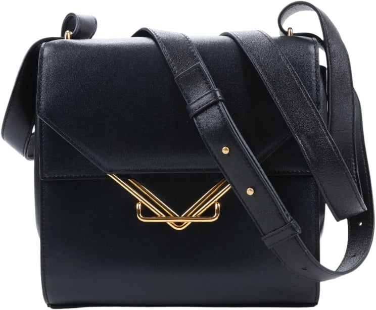 Bottega Veneta Bottega Veneta Box Calfskin Nappa Clip Shoulder Bag in Black