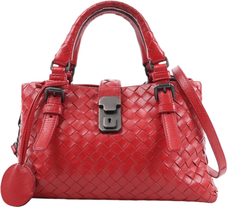 Bottega Veneta Bottega Veneta Intrecciato Roma Leather Handbag in Red