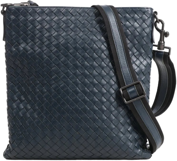 Bottega Veneta Bottega Veneta VN Intrecciato Crossbody Messenger Bag in Navy Blue