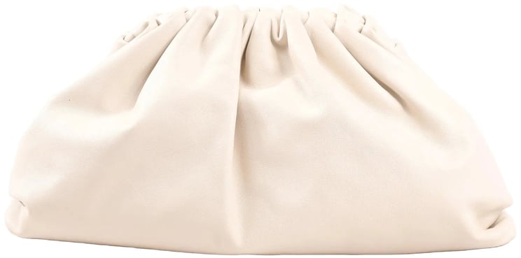 Bottega Veneta Bottega Veneta The Pouch Oversize Leather Clutch Bag in Beige