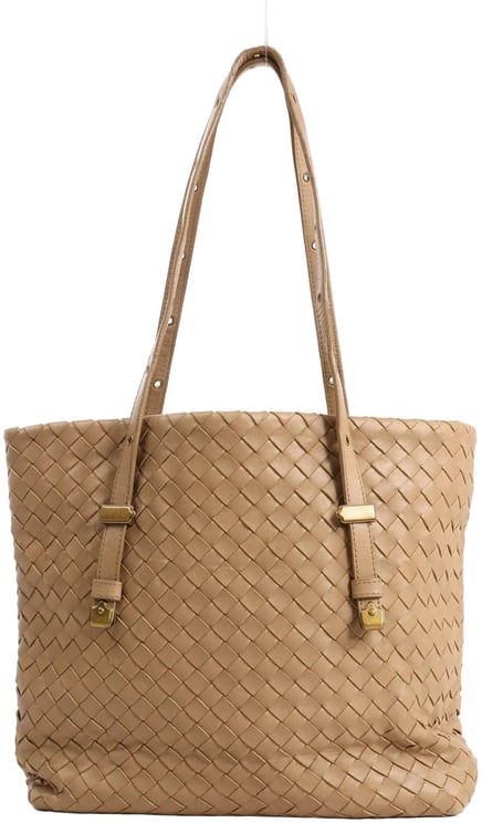 Bottega Veneta Bottega Veneta Intrecciato Leather Shoulder Bag in Beige