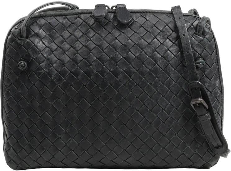Bottega Veneta Bottega Veneta Nodini Intrecciato Leather Crossbody Bag in Black