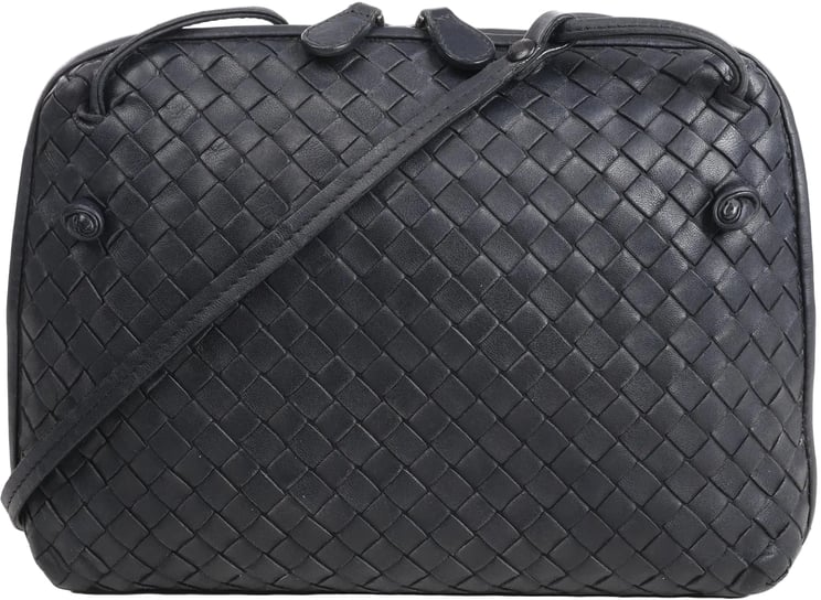 Bottega Veneta Bottega Veneta Nodini Intrecciato Leather Crossbody Bag in Black