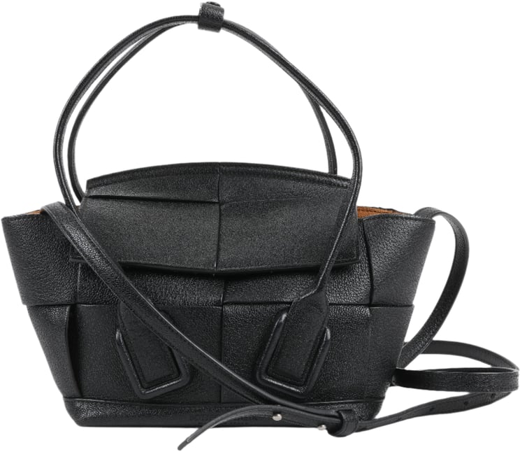 Bottega Veneta Bottega Veneta Arco Mini Leather Maxi Intrecciato 2Way Handbag in Black