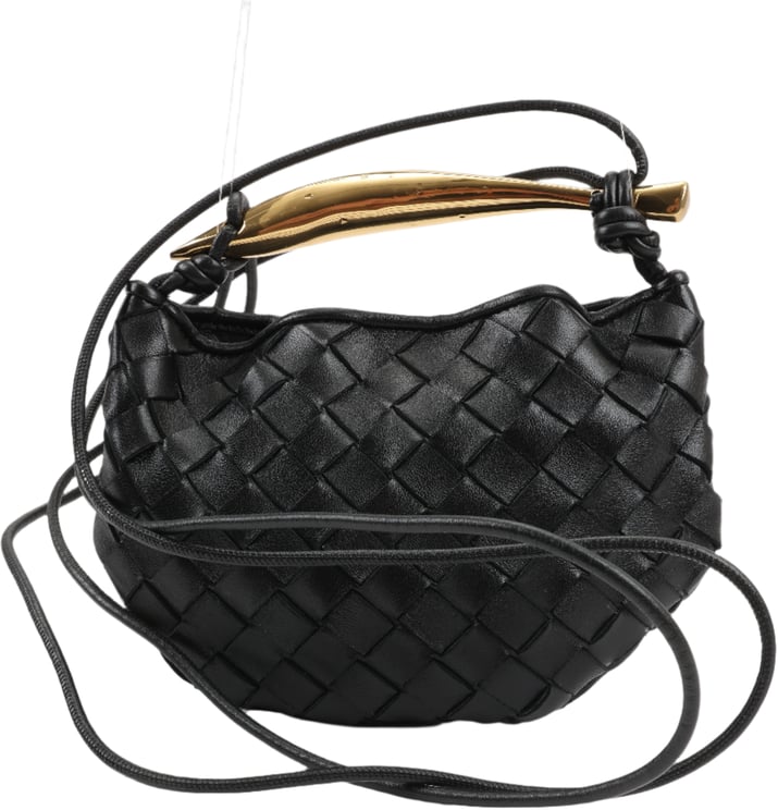 Bottega Veneta Bottega Veneta Intrecciato Sardines Leather Shoulder Bag in Black