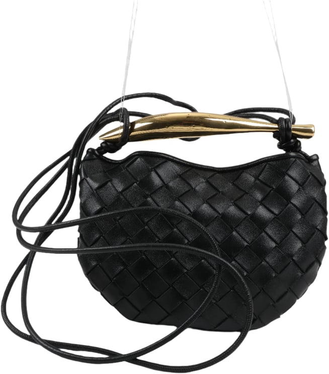 Bottega Veneta Bottega Veneta Intrecciato Sardines Leather Shoulder Bag in Black