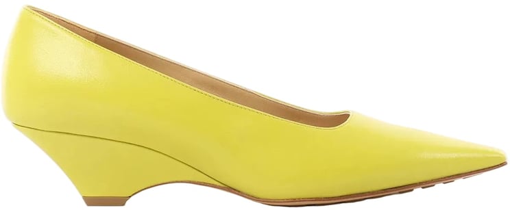 Bottega Veneta Bottega Veneta Leather Pointed Heels in Yellow, Size 37 EU