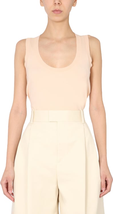 Bottega Veneta Sleeveless Cashmere Blend Sweater with Round Neckline