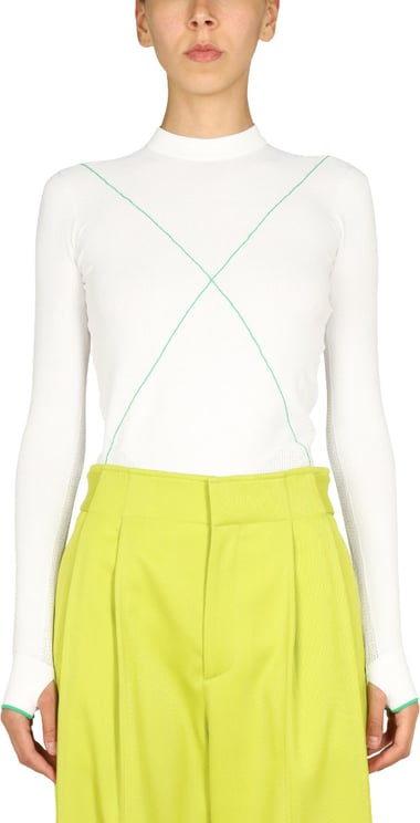 Bottega Veneta Polo Neck Sweater with Contrasting Seams