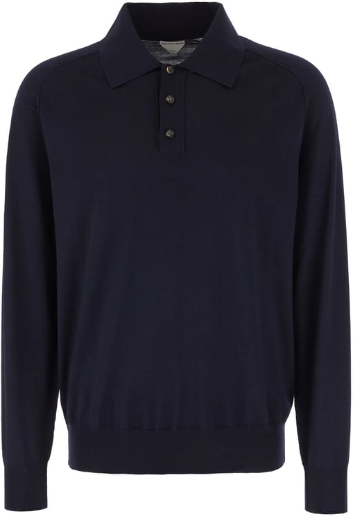 Bottega Veneta Bottega Veneta Navy blue wool polo shirt