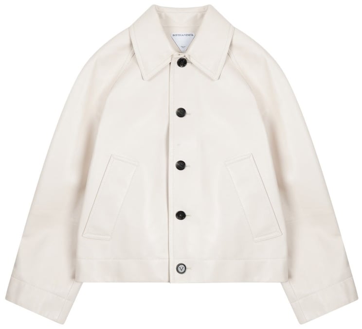 Bottega Veneta Cropped Lamb Leather Jacket With Classic Collar