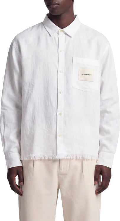 Bram's Fruit Distressed Linen Shirt Longsleeve - White