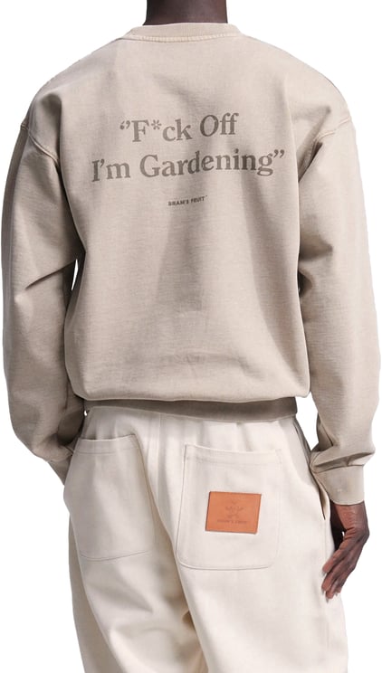 Bram's Fruit Distressed “F*ck Off I'm Gardening” Crewneck - Washed Khaki
