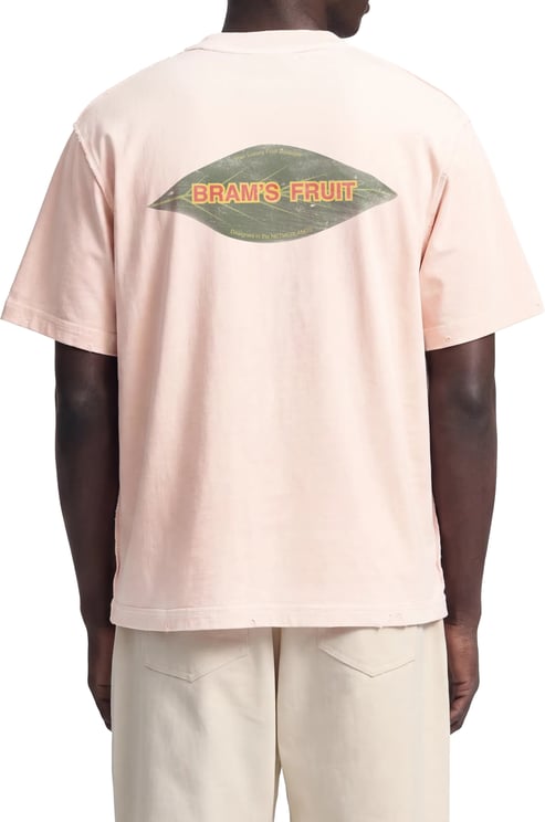 Bram's Fruit Distressed Leaf T-shirt - Strawberry Milkshake Pink